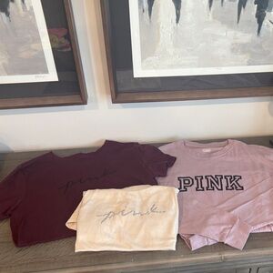 Victoria Secret Pink Logo T-Shirts Set (3, XS)